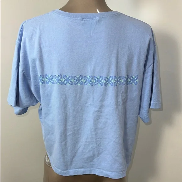 Vintage Single Stitch Crazy Shirt Hawaii Kauai Light Blue Women's Crop Top - Picture 6 of 10